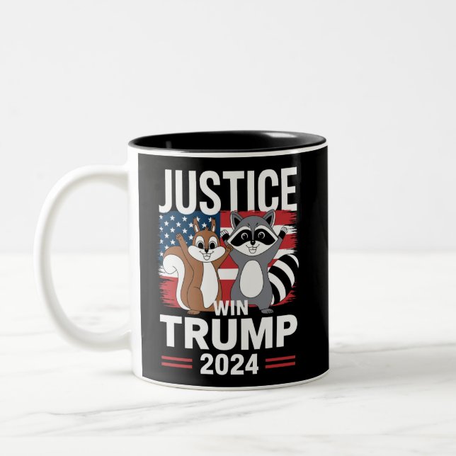 Justice For Peanut Win Trump 2024 Two-Tone Coffee Mug (Left)