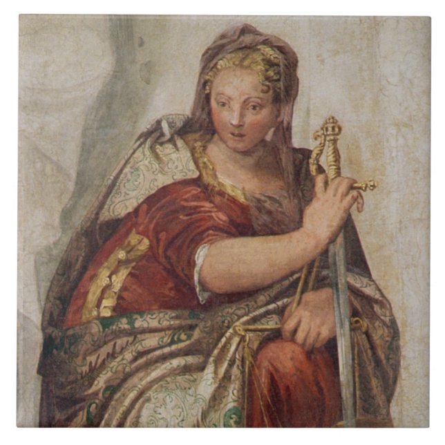 Justice, from the walls of the sacristy (fresco) tile (Front)