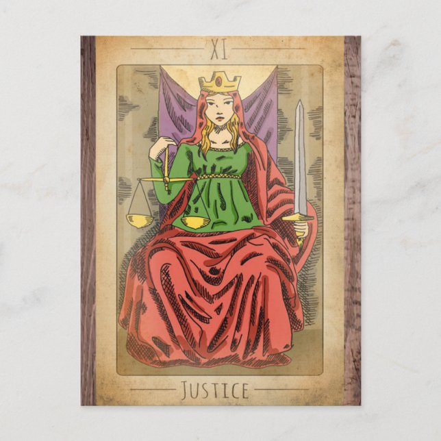 Justice grand arcana tarot échelles de carte en dé (Devant)