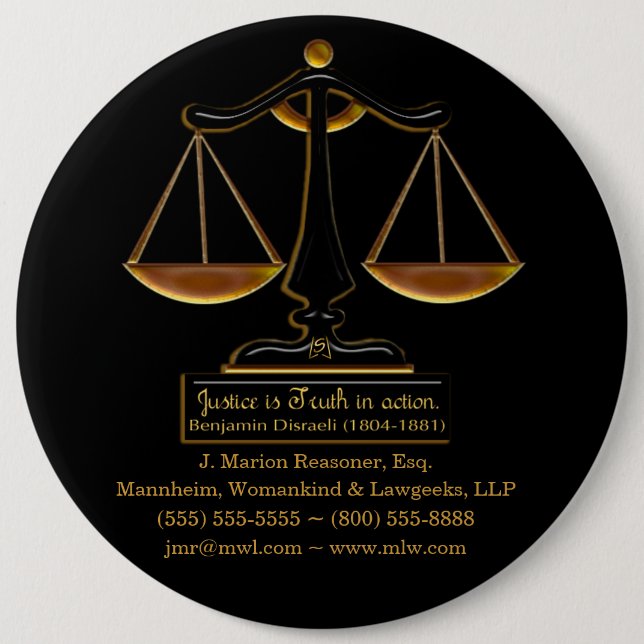Justice in Action (Personalized Promotional Gift) 6 Inch Round Button (Front)