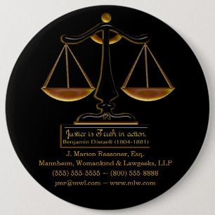 Justice in Action (Personalized Promotional Gift) 6 Inch Round Button