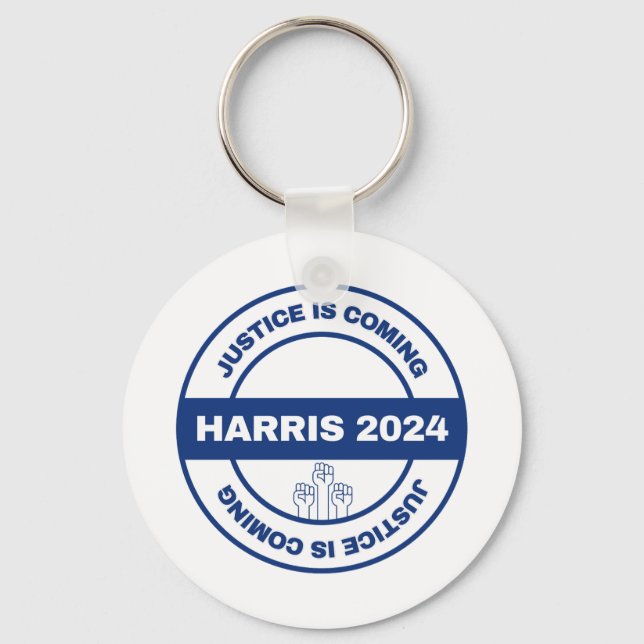 Justice is Coming | Kamala harris Walz Election Keychain (Front)
