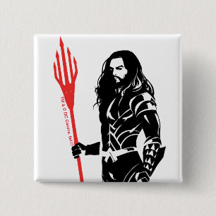 Justice League   Aquaman Pose Noir Pop Art 2 Inch Square Button
