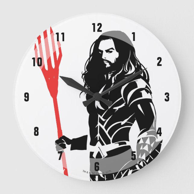 Justice League | Aquaman Pose Noir Pop Art Large Clock (Front)