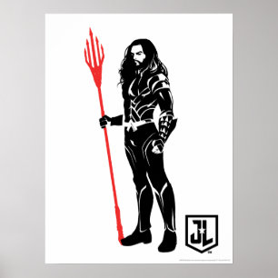 Justice League Aquaman Pose Noir Pop Art Poster