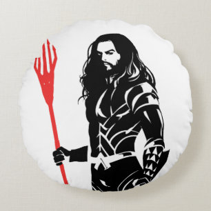 Justice League   Aquaman Pose Noir Pop Art Round Pillow