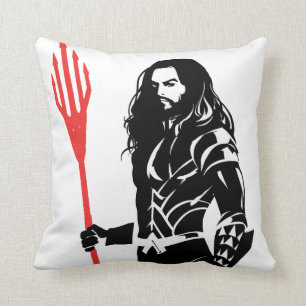 Justice League   Aquaman Pose Noir Pop Art Throw Pillow