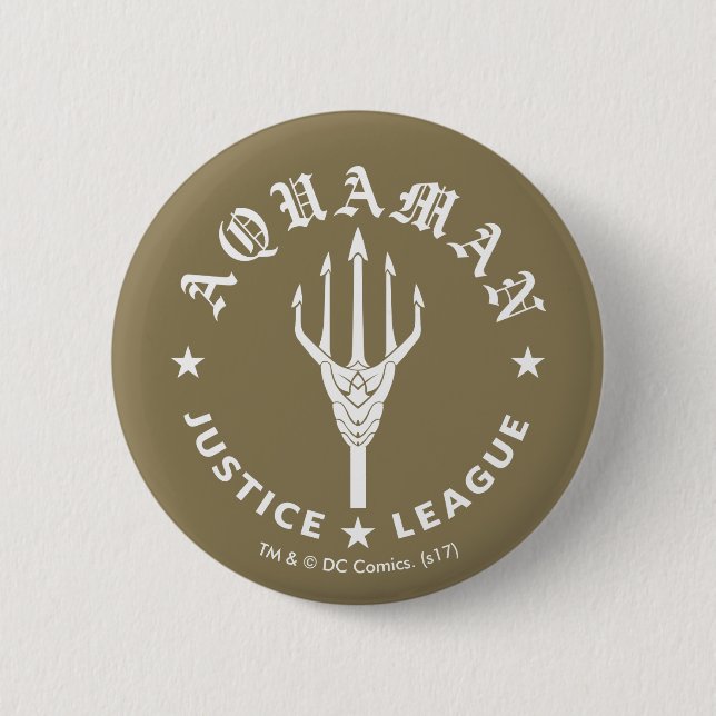 Justice League | Aquaman Retro Trident Emblem 2 Inch Round Button (Front)