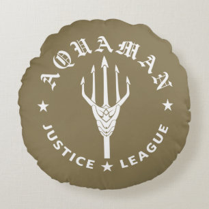 Justice League   Aquaman Retro Trident Emblem Round Pillow