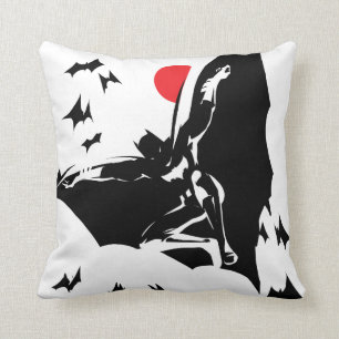 Justice League   Batman in Cloud of Bats Pop Art Throw Pillow