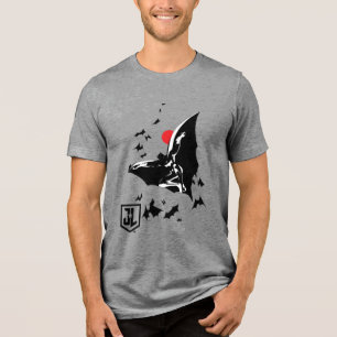 Justice League Batman in Cloud of Bats Pop Art Tri-Blend Shirt