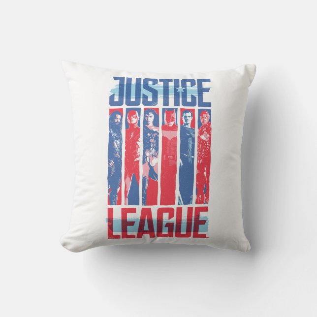 Justice League | Blue & Red Group Pop Art Throw Pillow (Front)