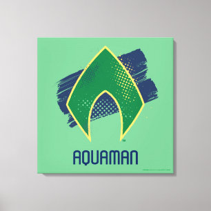 Justice League Brush & Halftone Aquaman Symbol Canvas Print