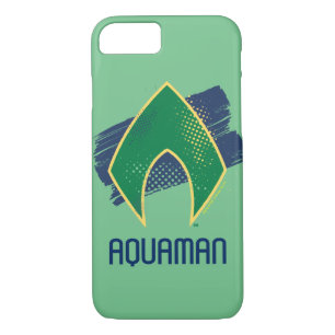 Justice League   Brush & Halftone Aquaman Symbol Case-Mate iPhone Case