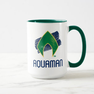Justice League Brush & Halftone Aquaman Symbol Mug