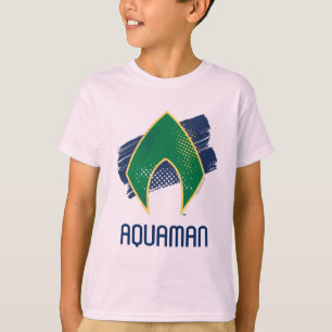 Justice League   Brush & Halftone Aquaman Symbol T-Shirt