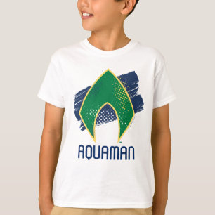 Justice League   Brush & Halftone Aquaman Symbol T-Shirt