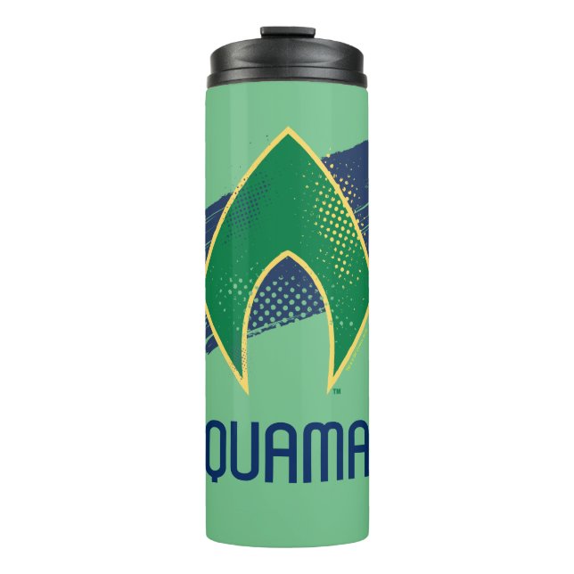 Justice League | Brush & Halftone Aquaman Symbol Thermal Tumbler (Front)