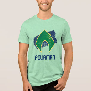 Justice League   Brush & Halftone Aquaman Symbol Tri-Blend Shirt