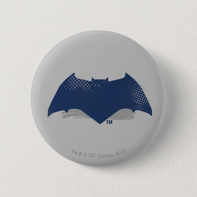 Justice League | Brush & Halftone Batman Symbol 2 Inch Round Button (Front)