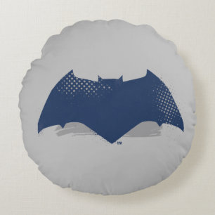 Justice League   Brush & Halftone Batman Symbol Round Pillow