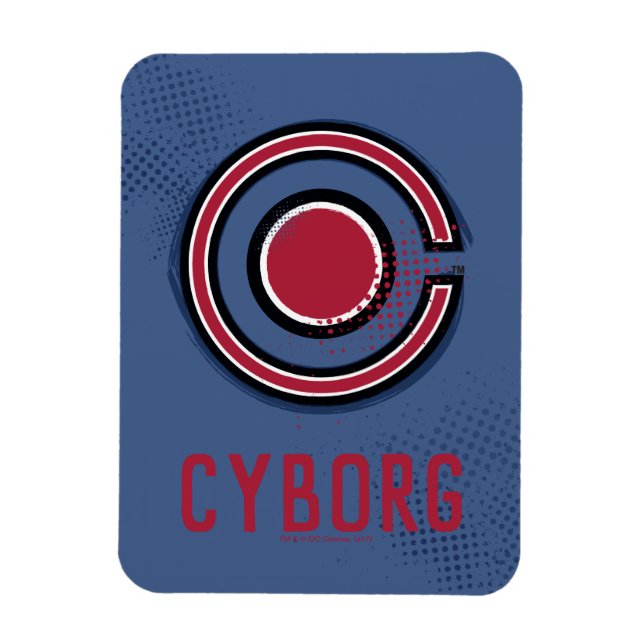 Justice League | Brush & Halftone Cyborg Symbol Magnet (Vertical)