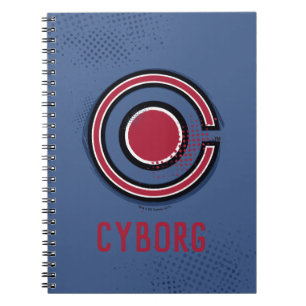 Justice League   Brush & Halftone Cyborg Symbol Notebook