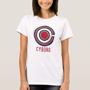 Justice League   Brush & Halftone Cyborg Symbol T-Shirt