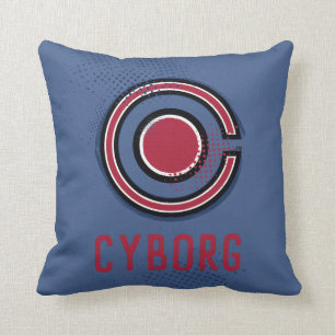 Justice League   Brush & Halftone Cyborg Symbol Throw Pillow