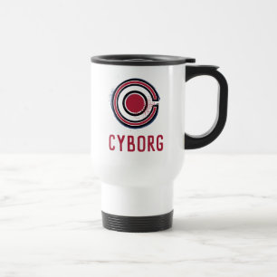 Justice League Brush & Halftone Cyborg Symbol Travel Mug