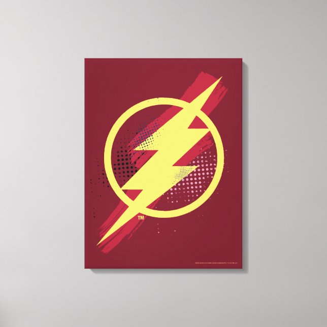 Justice League | Brush & Halftone Flash Symbol Canvas Print (Front)