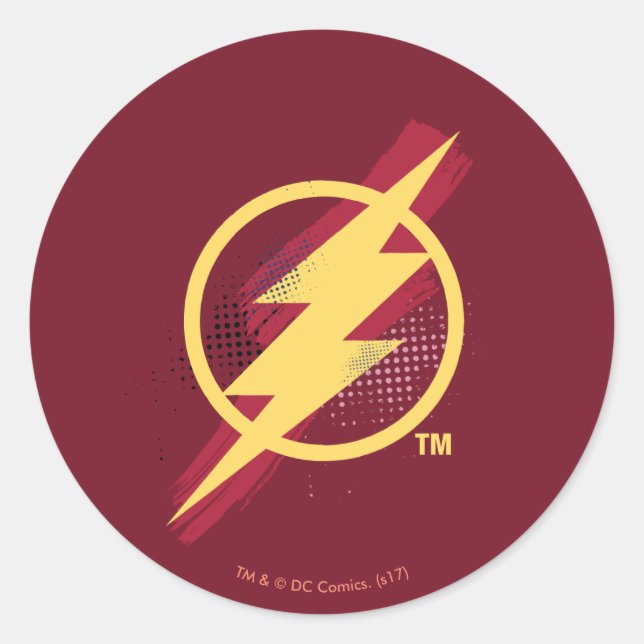 Justice League | Brush & Halftone Flash Symbol Classic Round Sticker (Front)