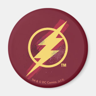 Justice League Brush & Halftone Flash Symbol Magnet