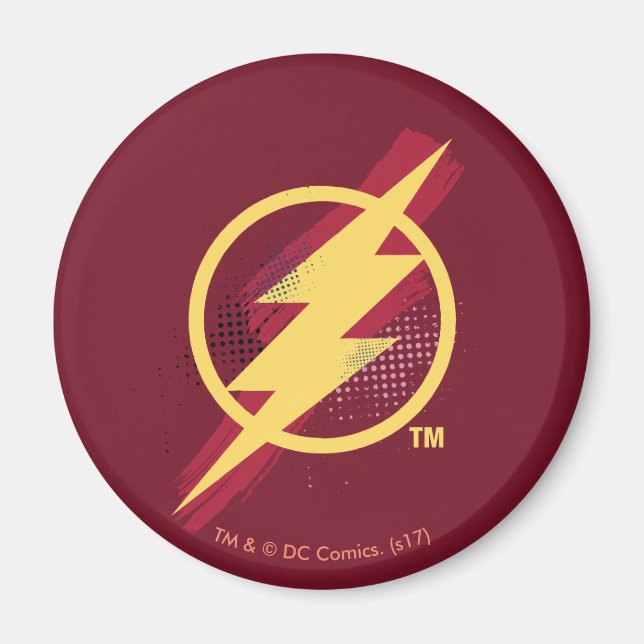 Justice League | Brush & Halftone Flash Symbol Magnet (Front)