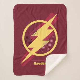 Justice League   Brush & Halftone Flash Symbol Sherpa Blanket