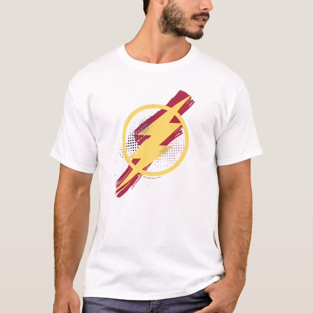 Justice League | Brush & Halftone Flash Symbol T-Shirt (Front)