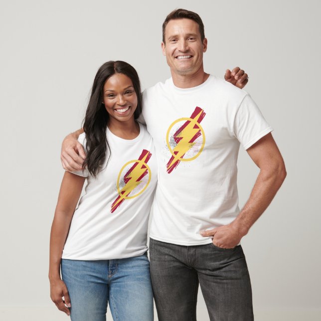 Justice League | Brush & Halftone Flash Symbol T-Shirt (Unisex)