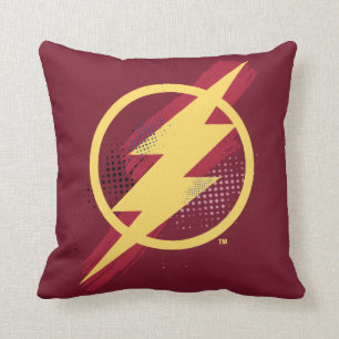Justice League Brush & Halftone Flash Symbol Throw Pillow