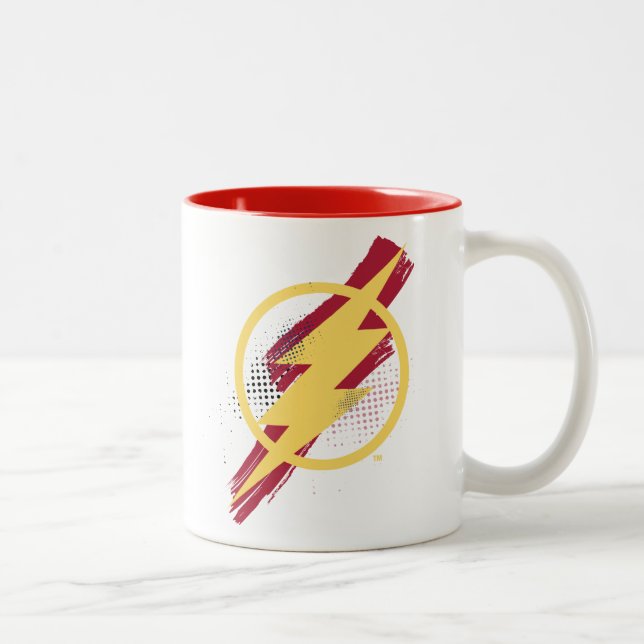 Justice League | Brush & Halftone Flash Symbol Two-Tone Coffee Mug (Right)