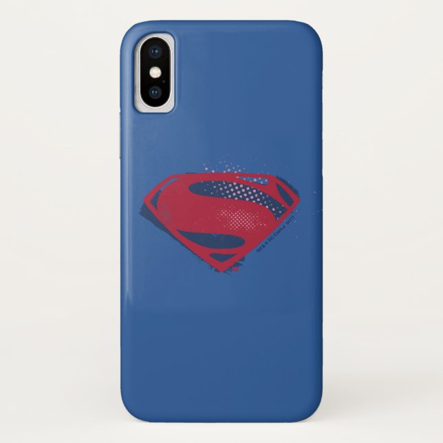 Justice League | Brush & Halftone Superman Symbol Case-Mate iPhone Case (Back)