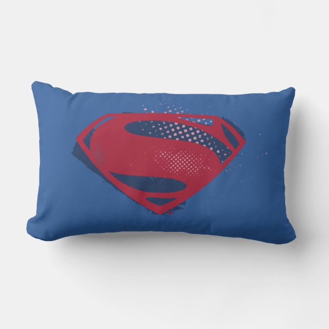 Justice League | Brush & Halftone Superman Symbol Lumbar Pillow (Front)
