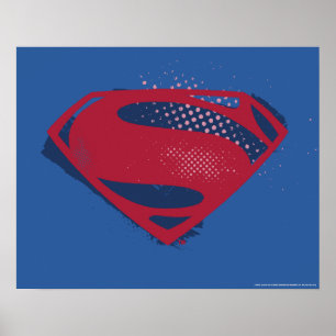 Justice League   Brush & Halftone Superman Symbol Poster