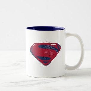 Justice League Brush & Halftone Superman Symbol Two-Tone Coffee Mug