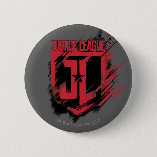 Justice League | Brushed Paint JL Shield 2 Inch Round Button (Front)