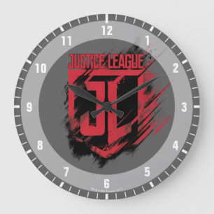 Justice League Brushed Paint JL Shield Large Clock