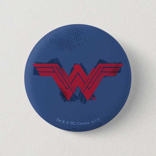 Justice League | Brushed Wonder Woman Symbol 2 Inch Round Button (Front)