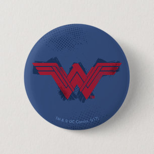 Justice League   Brushed Wonder Woman Symbol 2 Inch Round Button