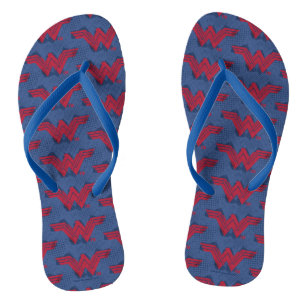 Justice League Brushed Wonder Woman Symbol Flip Flops