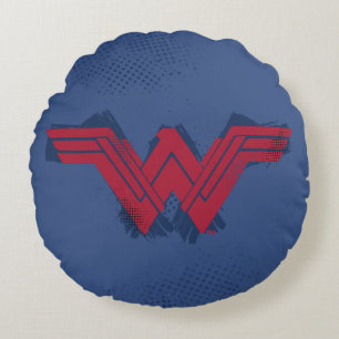 Justice League   Brushed Wonder Woman Symbol Round Pillow