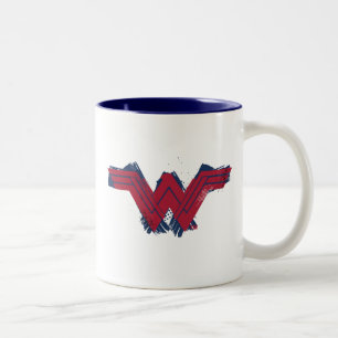 Justice League Brushed Wonder Woman Symbol Two-Tone Coffee Mug